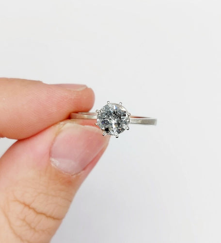Bague 60 Bague solitaire vintage en or blanc 14k avec diamant 1,35 ct 58 Facettes A06768