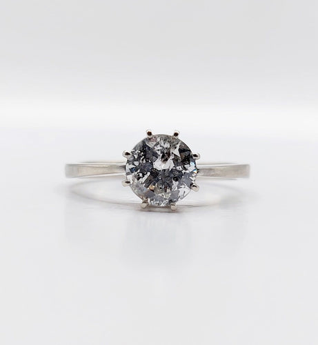 Bague 60 Bague solitaire vintage en or blanc 14k avec diamant 1,35 ct 58 Facettes A06768