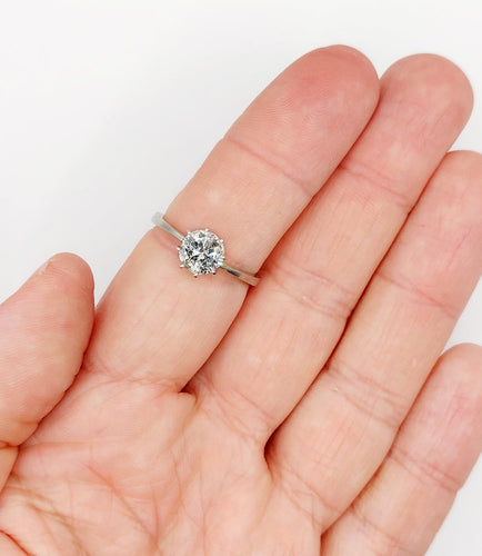 Bague 60 Bague solitaire vintage en or blanc 14k avec diamant 1,35 ct 58 Facettes A06768