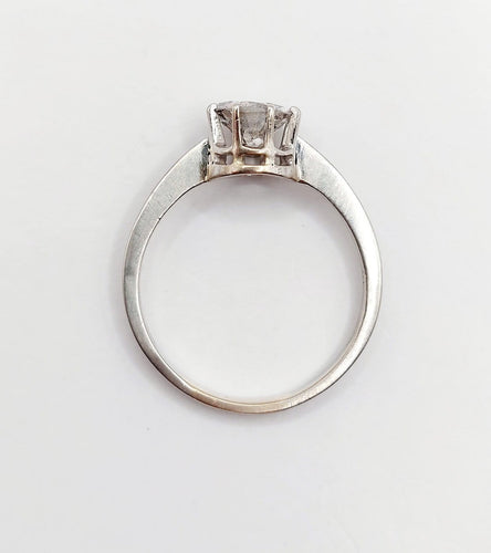 Bague 60 Bague solitaire vintage en or blanc 14k avec diamant 1,35 ct 58 Facettes A06768