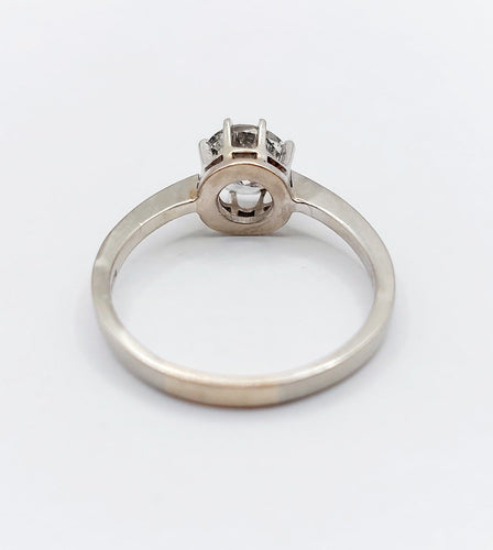 Bague 60 Bague solitaire vintage en or blanc 14k avec diamant 1,35 ct 58 Facettes A06768