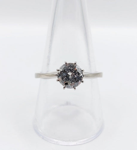 Bague 60 Bague solitaire vintage en or blanc 14k avec diamant 1,35 ct 58 Facettes A06768
