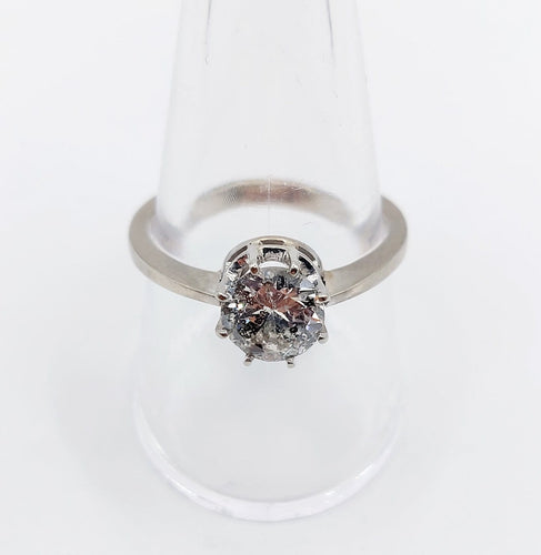 Bague 60 Bague solitaire vintage en or blanc 14k avec diamant 1,35 ct 58 Facettes A06768