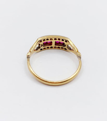 Bague 55 Bague Art déco en or 18k, rubis synthétiques et diamants taille rose 58 Facettes A06770