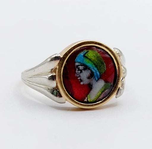 Bague 54 Legendres Limoges - Bague Art nouveau en or 18k et émail polychrome 58 Facettes A06772