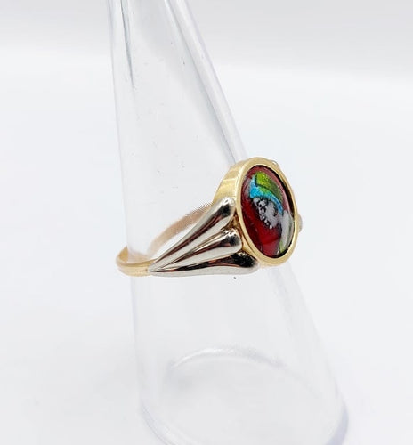 Bague 54 Legendres Limoges - Bague Art nouveau en or 18k et émail polychrome 58 Facettes A06772