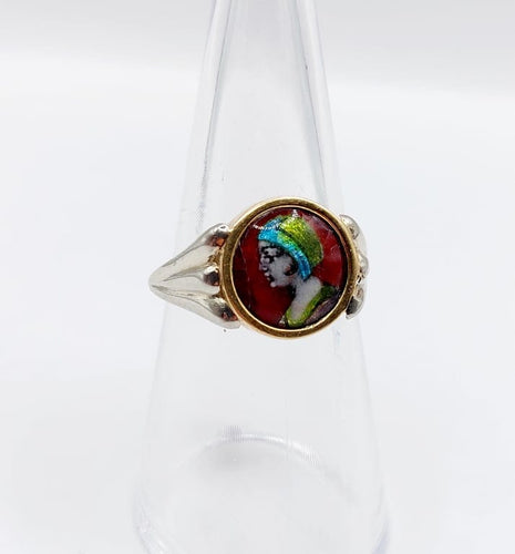 Bague 54 Legendres Limoges - Bague Art nouveau en or 18k et émail polychrome 58 Facettes A06772