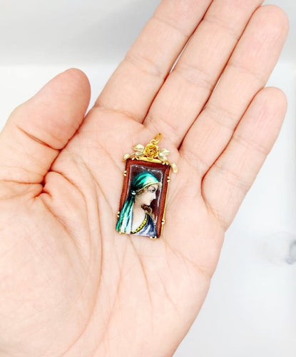Pendentif Limoges - Pendentif Art nouveau XXL en or 18k et plaque émaillée 58 Facettes A06774
