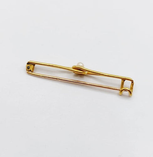 Broche Broche épingle à nourrice antique en or 18k et perle (circa 1920) 58 Facettes A06785