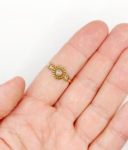 Bague 62.5 Bague fleur victorienne en or jaune 18k et diamant taille rose 58 Facettes A06787