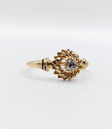 Bague 62.5 Bague fleur victorienne en or jaune 18k et diamant taille rose 58 Facettes A06787