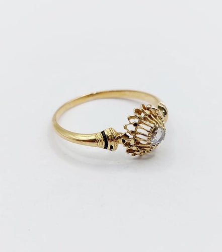 Bague 62.5 Bague fleur victorienne en or jaune 18k et diamant taille rose 58 Facettes A06787