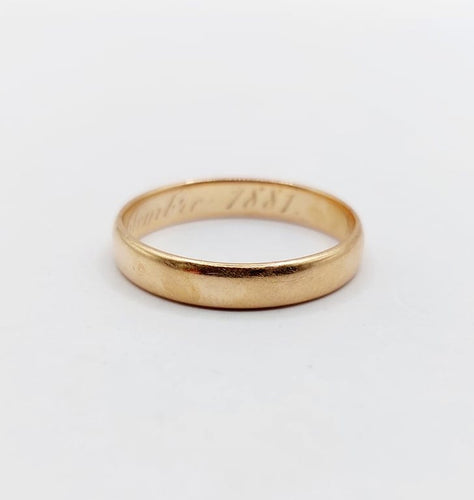 Bague 52.5 Alliance ancienne - Bague en or rose 18k gravée (circa 1881) 58 Facettes A06790