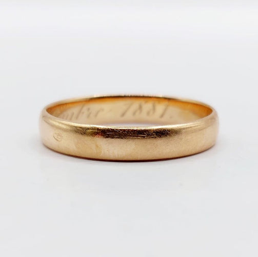 Bague 52.5 Alliance ancienne - Bague en or rose 18k gravée (circa 1881) 58 Facettes A06790