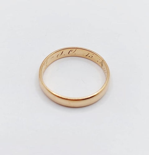 Bague 52.5 Alliance ancienne - Bague en or rose 18k gravée (circa 1881) 58 Facettes A06790