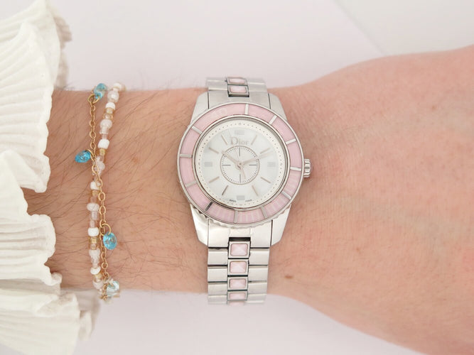 Montre montre CHRISTIAN DIOR christal cd112110 28mm acier  quartz lady 58 Facettes 273410