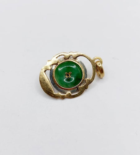 Pendentif Art déco - Pendentif en or jaune et blanc 18k et jade 58 Facettes A06795