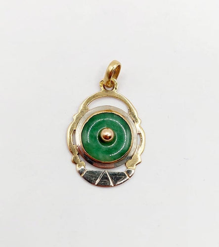 Pendentif Art déco - Pendentif en or jaune et blanc 18k et jade 58 Facettes A06795