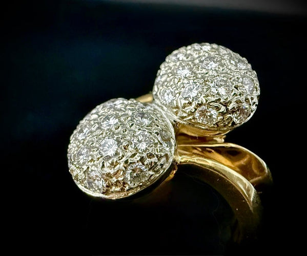 Bague 56 Bague Toi et Moi en or bicolore 18 carats et diamants 58 Facettes Bague 52