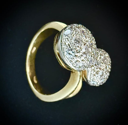 Bague 56 Bague Toi et Moi en or bicolore 18 carats et diamants 58 Facettes Bague 52