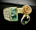 Bague 61 Bague en or jaune 18 carats sertie d’émeraudes, saphirs et diamants 58 Facettes Bague 65