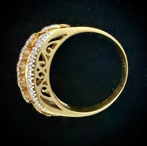 Bague 60 Bague en or jaune et blanc 18 carats sertie de diamants 58 Facettes Bague 55