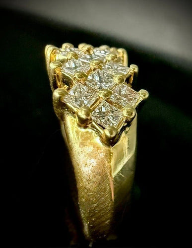 Bague 53 Bague en or jaune 18 carats sertie de diamants taille princesse 58 Facettes Bague 59
