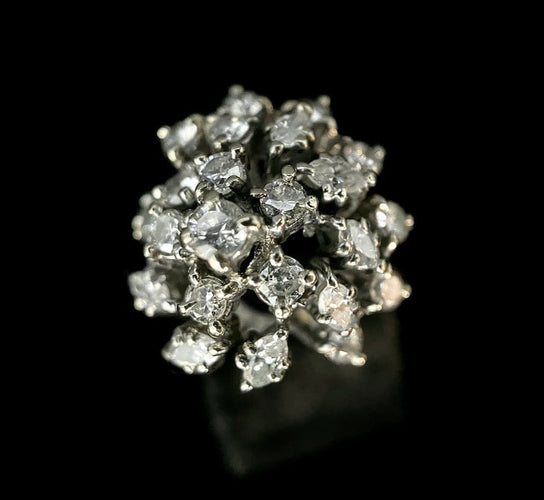 Bague 52 Bague en or blanc 18 carats sertie de diamants 1,65 ct 58 Facettes Bague 58