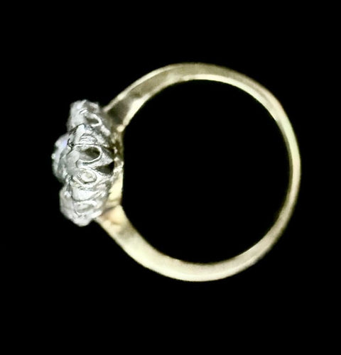 Bague 52.5 Bague marquise en or jaune et blanc 18 carats sertie de diamants 58 Facettes Bague 03