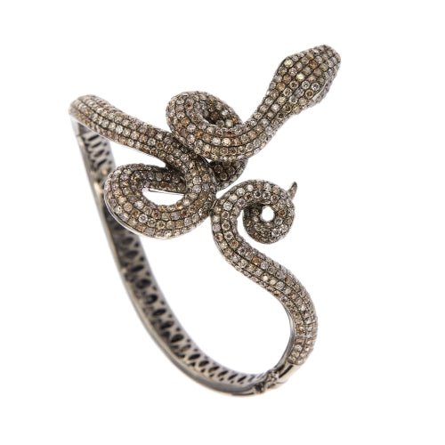 Bracelet Bracelet rigide serpent - en or blanc 18 kt et diamants 58 Facettes 30442