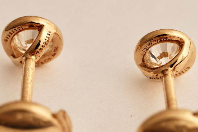 Boucles d'oreilles Tiffany & Co. Elsa Peretti - Boucles d’oreilles Diamonds by the Yard en or jaune 18K et diamants 58 Facettes Tiffany Studs