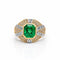 Bague 56 Bague vintage Art déco en or jaune et or blanc 18 k, émeraude et diamants 58 Facettes 50437