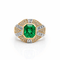 Bague 56 Bague vintage Art déco en or jaune et or blanc 18 k, émeraude et diamants 58 Facettes 50437