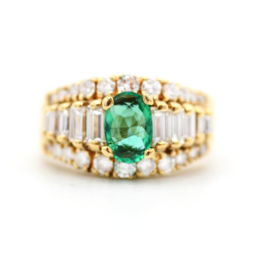 Bague Bague ornée d'une émeraude de Zambie de 0,78 ct et de diamants de 1,20 ct 58 Facettes 22517