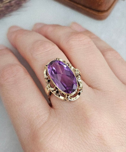 Bague 59 Bague ancienne en or jaune 14 carats au saphir Verneuil 58 Facettes 538