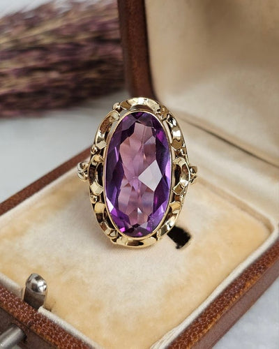 Bague 59 Bague ancienne en or jaune 14 carats au saphir Verneuil 58 Facettes 538