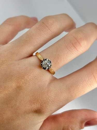 Bague 55 Solitaire - Bague en or jaune 18K avec diamant 0,50 ct 58 Facettes 1701