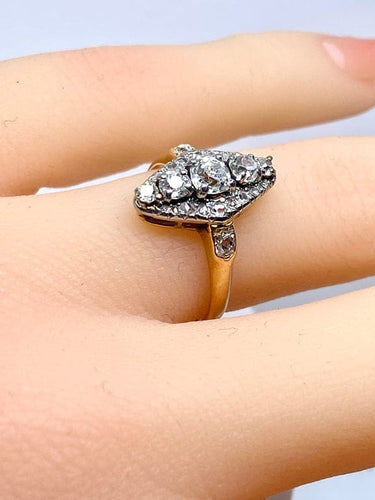 Bague 50 Bague marquise losange en or 18 carats et diamants (vers 1900) 58 Facettes AB684