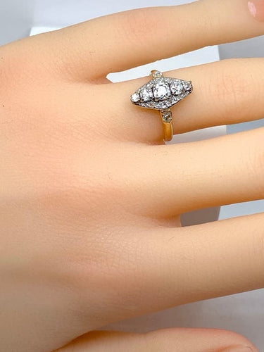 Bague 50 Bague marquise losange en or 18 carats et diamants (vers 1900) 58 Facettes AB684