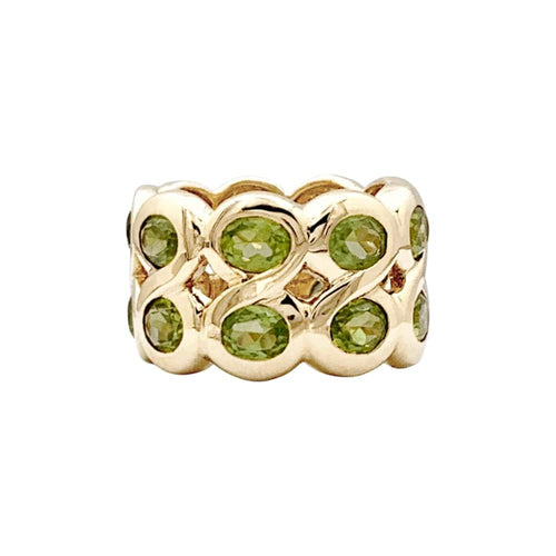 Bague 52 Bague bandeau or jaune et péridots. 58 Facettes 35437