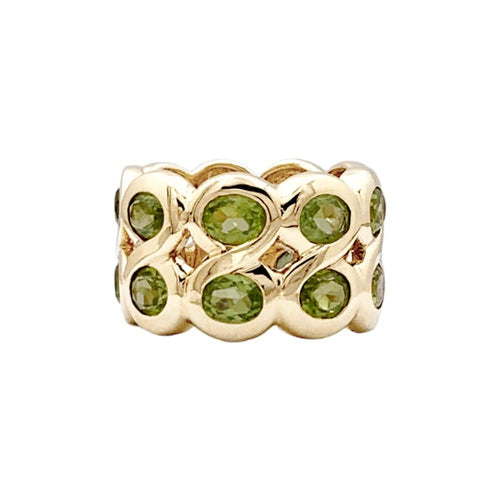 Bague 52 Bague bandeau or jaune et péridots. 58 Facettes 35437