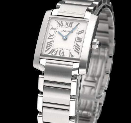 Montre Cartier Tank Française 2300 - Montre dame en acier, quartz (2003) 58 Facettes CRT/TNK/004