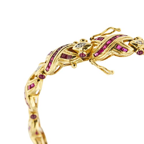 Bracelet Bracelet - en or jaune 18 kt, rubis et diamants 58 Facettes 41219