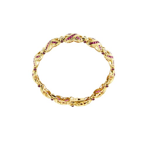 Bracelet Bracelet - en or jaune 18 kt, rubis et diamants 58 Facettes 41219