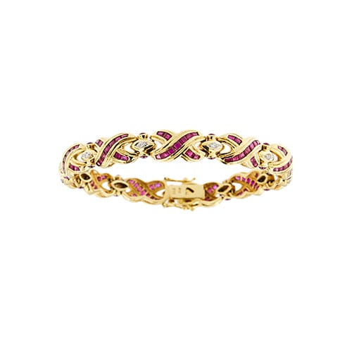 Bracelet Bracelet - en or jaune 18 kt, rubis et diamants 58 Facettes 41219