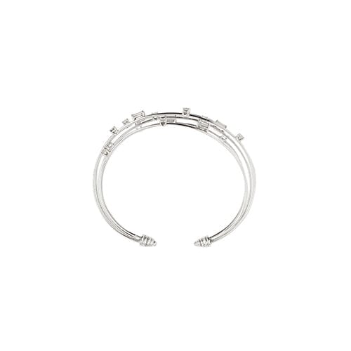 Bracelet Bracelet jonc ouvert multifils en or blanc 18 ct et diamants 58 Facettes 31275