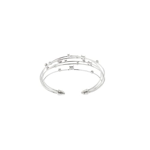 Bracelet Bracelet jonc ouvert multifils en or blanc 18 ct et diamants 58 Facettes 31275
