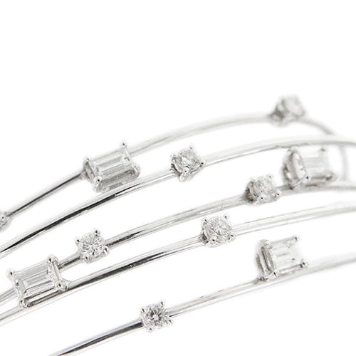 Bracelet Bracelet jonc ouvert multifils en or blanc 18 ct et diamants 58 Facettes 31275