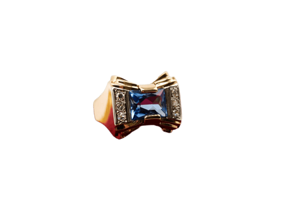 Bague 57 Bague nœud en or bicolore 750 avec topaze synthétique et diamants 58 Facettes 250589