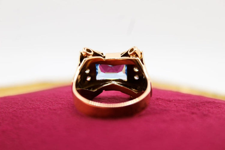 Bague 57 Bague nœud en or bicolore 750 avec topaze synthétique et diamants 58 Facettes 250589